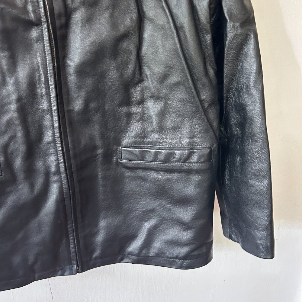 Phase Two Black Leather Jacket Womens Large Full … - image 2
